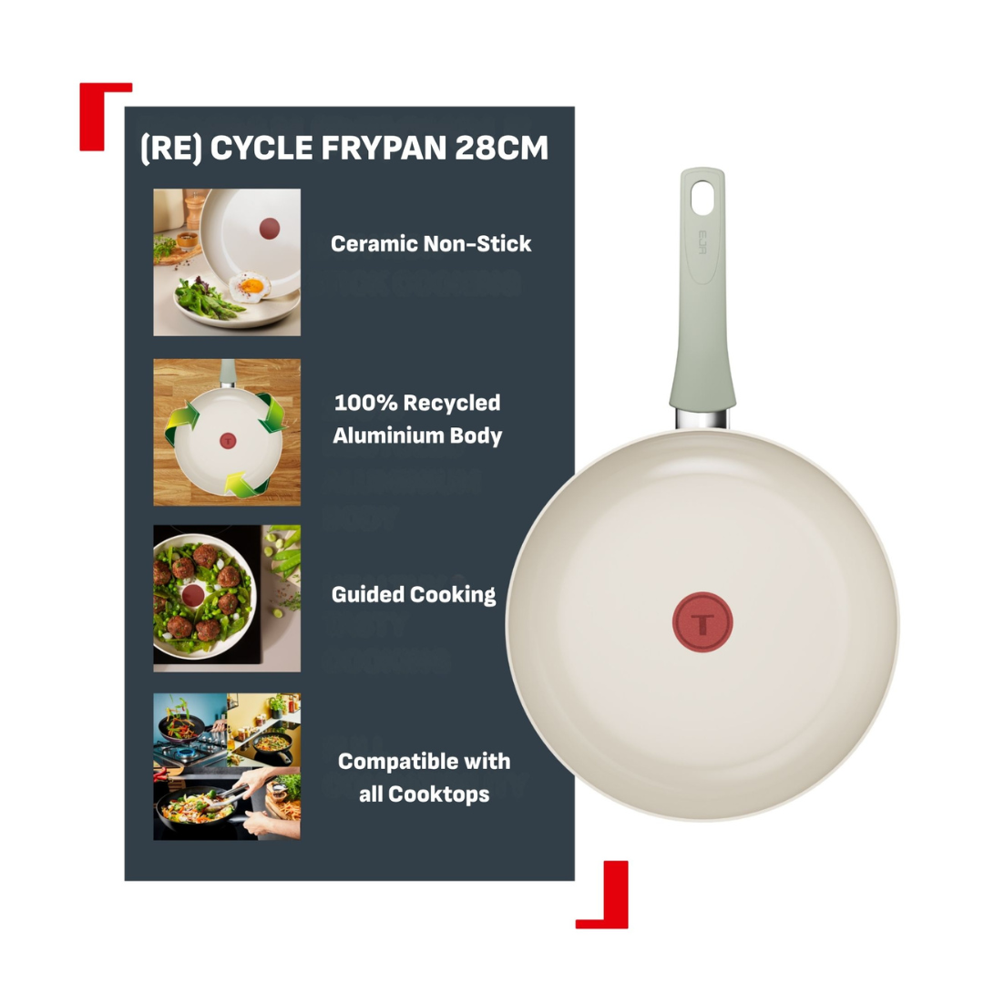 Tefal Recycle Induction Ceramic Green Lichen Non-Stick Frypan 28cm