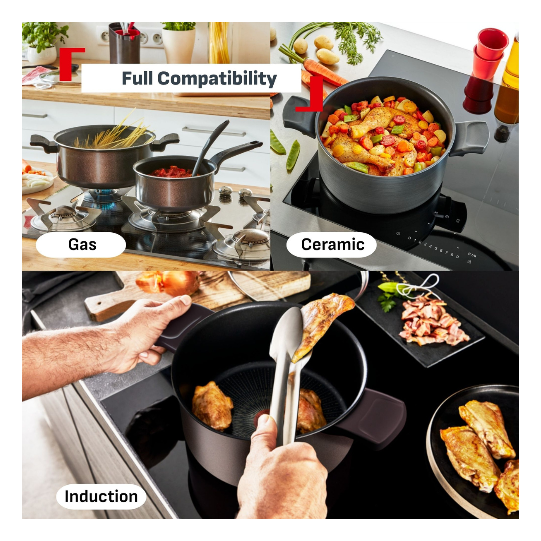 Tefal Recycle Induction Ceramic Green Lichen Non-Stick Stewpot 24cm + Lid