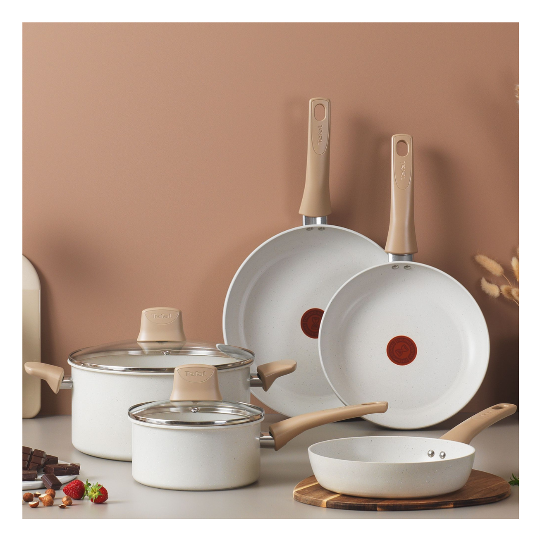 Tefal White Stone Induction Non-Stick 5pc Cookware Set