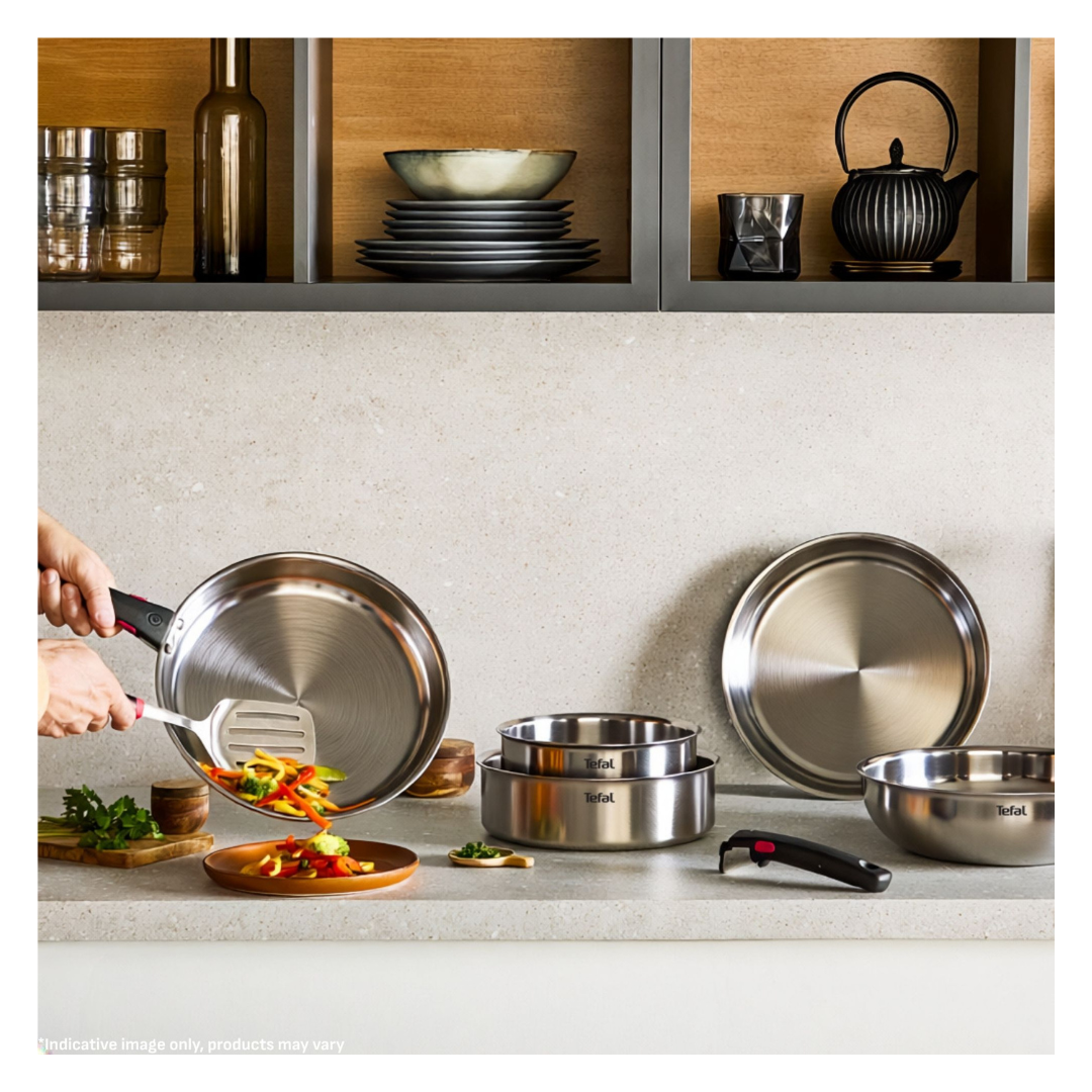 Tefal Ingenio Emotion+ Induction Uncoated Stainless Steel 4pc Frypan Set