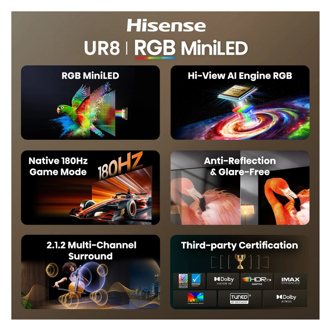 Hisense RGB MiniLED 100''UR8S 180Hz 4K Smart AI TV (2026)