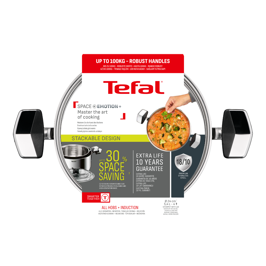 Tefal Emotion+ Induction Stainless Steel Uncoated Stewpot 24cm + Lid
