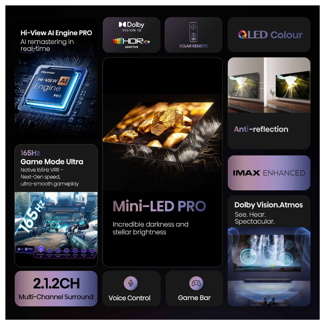 Hisense ULED MiniLED 100" U7QAU 4K QLED 165Hz Smart TV (2025)