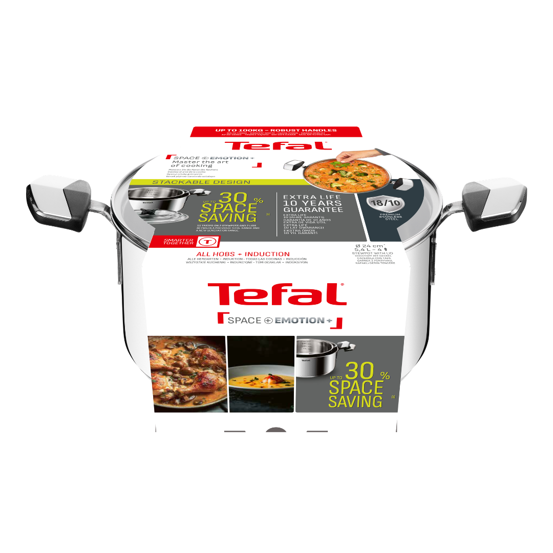 Tefal Emotion+ Induction Stainless Steel Uncoated Stewpot 24cm + Lid