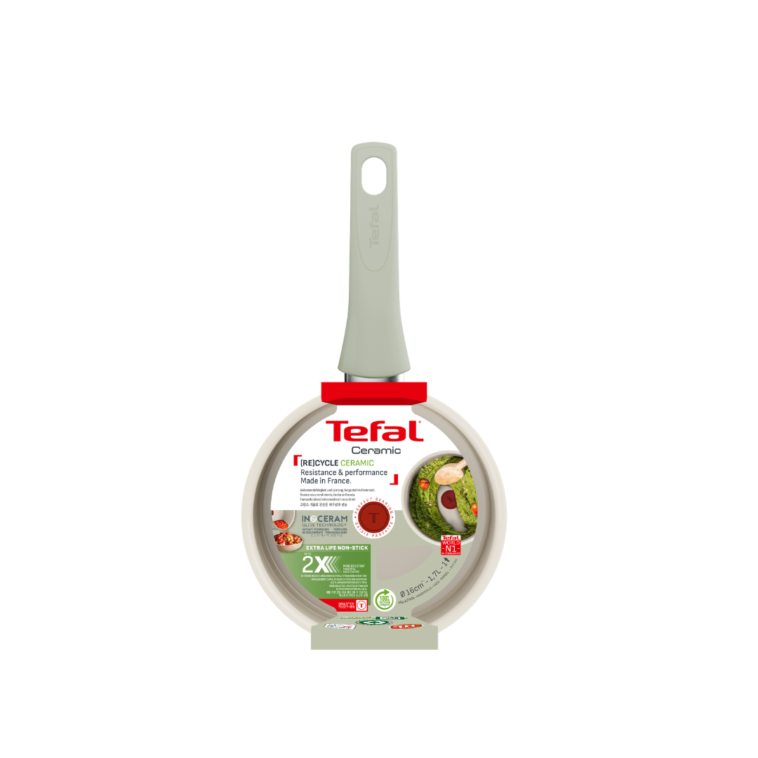 Tefal Recycle Induction Ceramic Green Lichen Non-Stick Saucepan 16cm