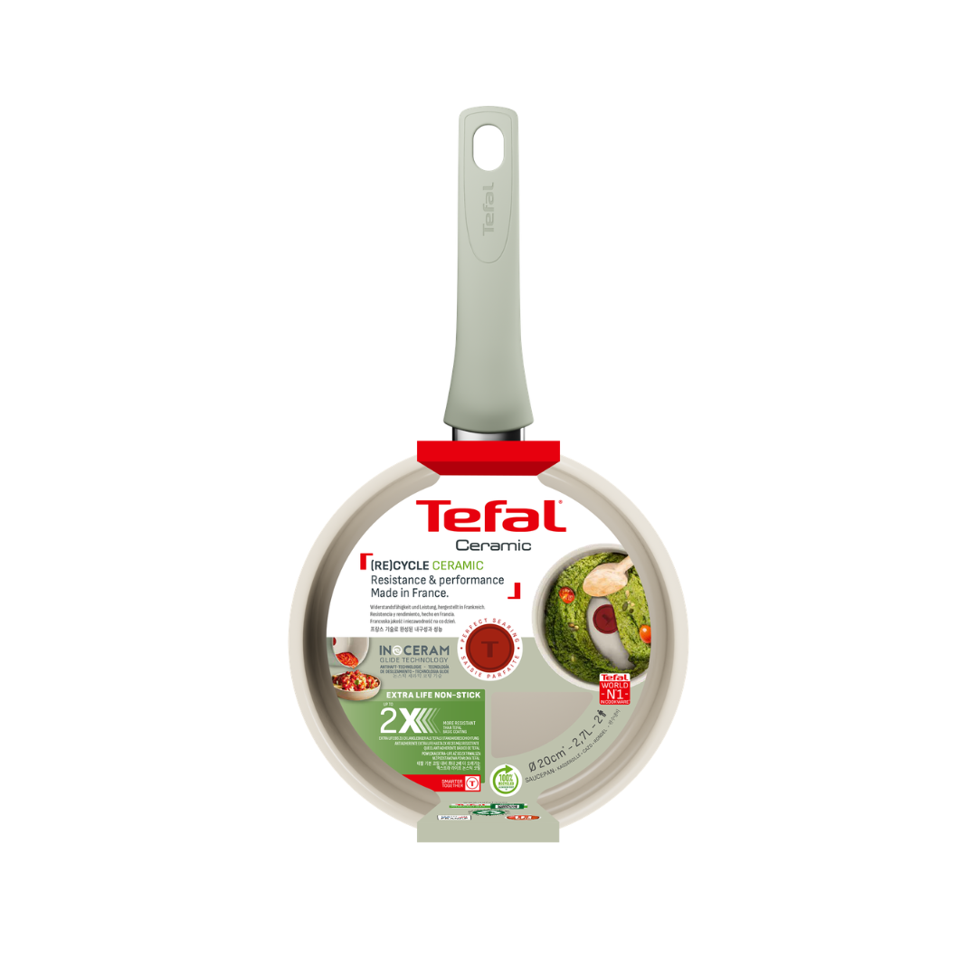 Tefal Recycle Induction Ceramic Green Lichen Non-Stick Saucepan 20cm