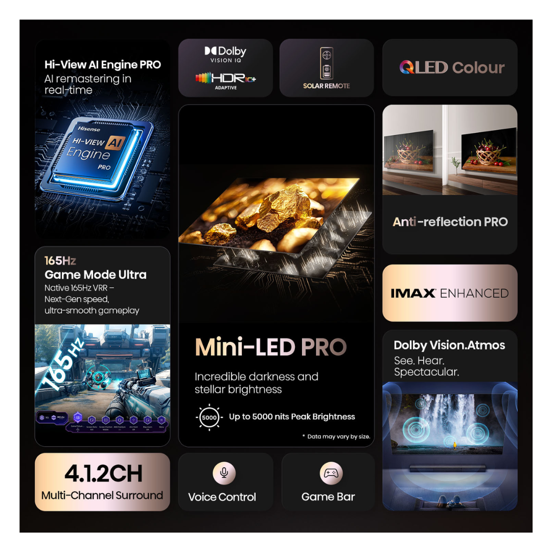 Hisense 100" U8QAU 4K QLED 165Hz Smart TV (2025)