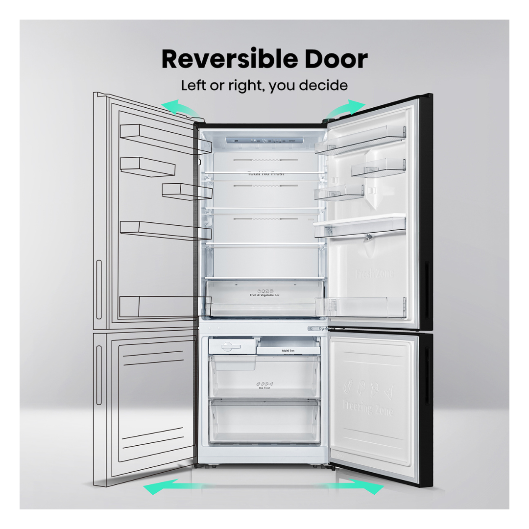 Hisense 417L Bottom Mount Fridge Black Steel