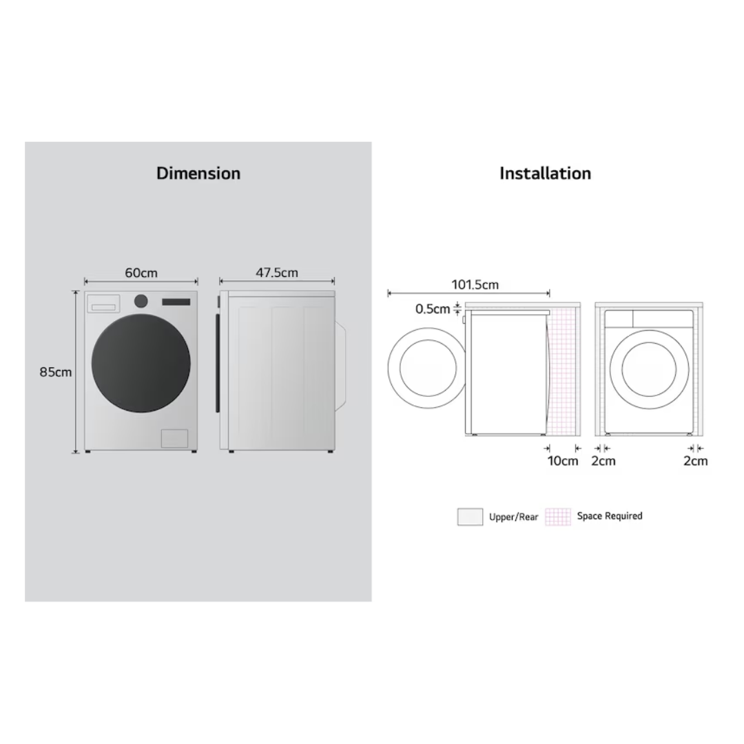 LG 8kg Series 3 AI Front Load Washer - Slim