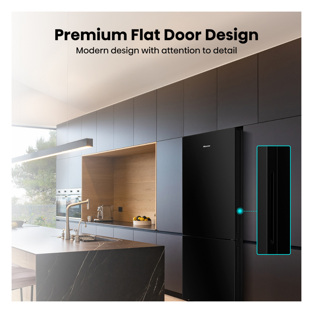 Hisense 417L Bottom Mount Fridge Black Steel