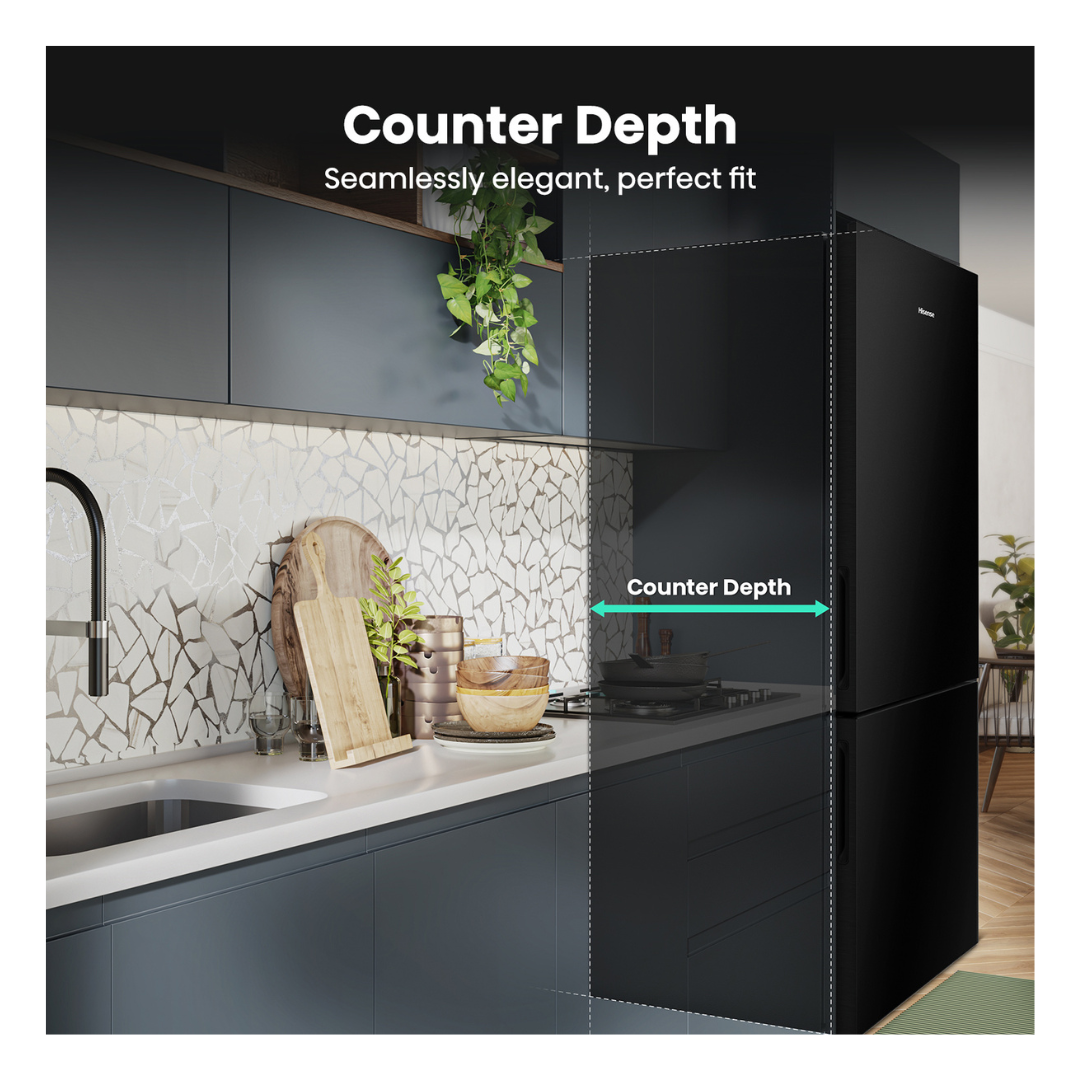 Hisense 417L Bottom Mount Fridge Black Steel