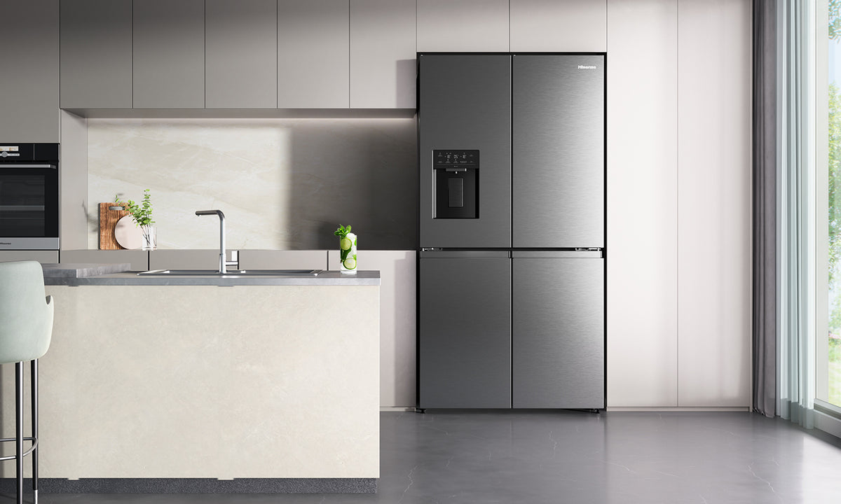 Hisense Fridges & Freezers on Showcase in a modern kitchen setting