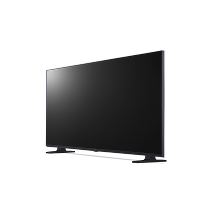 Angle view of the LG 32" LED HD Smart TV on a white background. 
