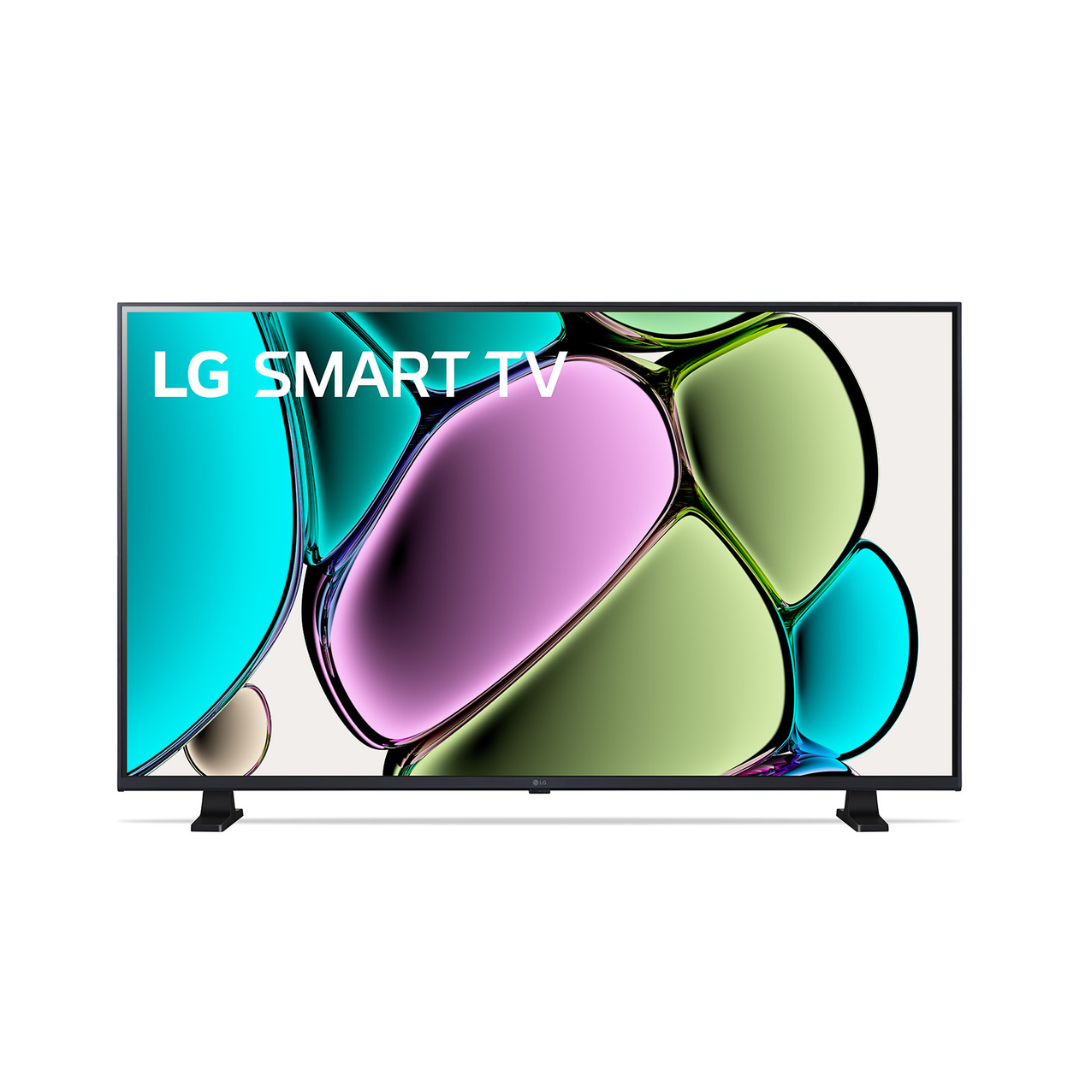 LG  32" LED HD Smart TV with colorful abstract design on the screen