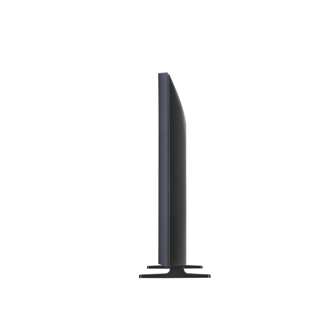 Black LG 32" LED HD TV side view  on a white background
