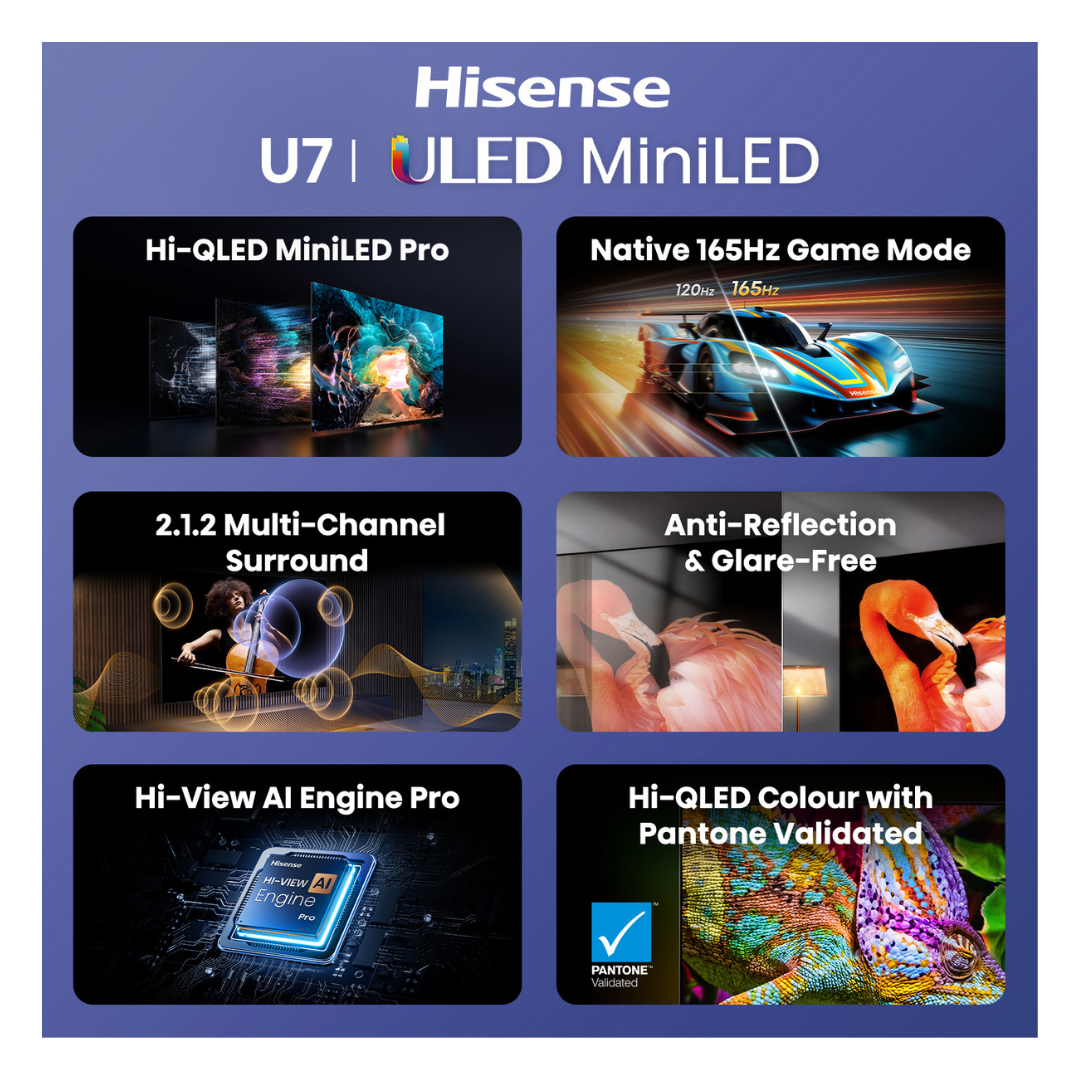 Hisense 55" ULED MiniLED U7SAU 4K QLED 165Hz Smart TV (2026)