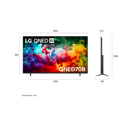 LG 75" QNED70B AI MINI LED 4K SMART TV (2026)