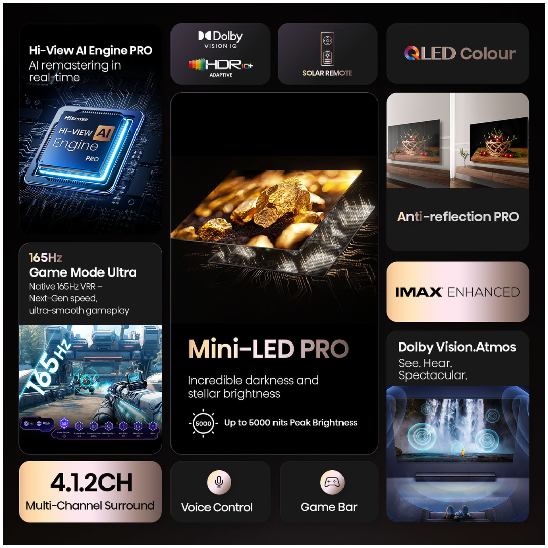 Hisense ULED MiniLED 85" U8QAU 4K QLED 165Hz Smart TV (2025)