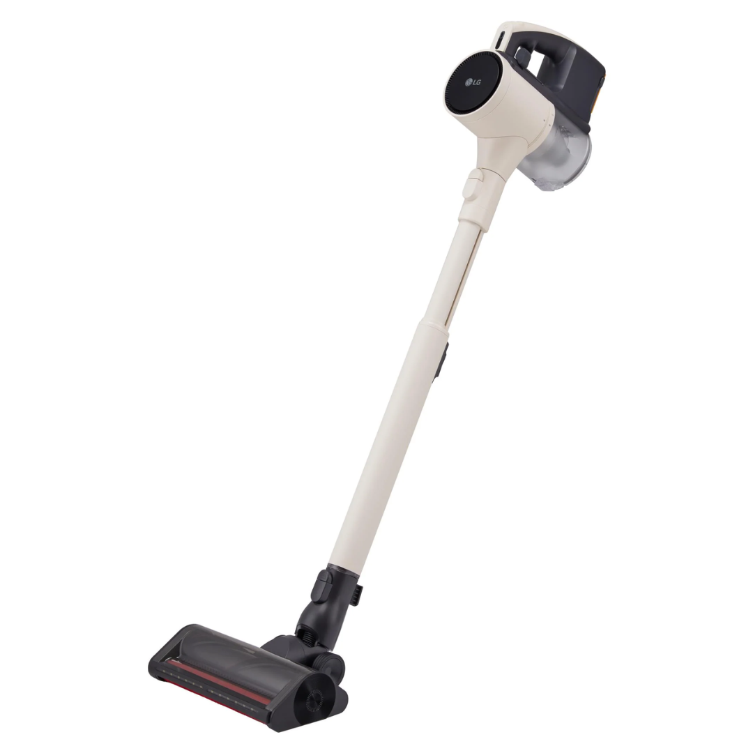 LG cordless vacuum cleaner at an angle on a white background