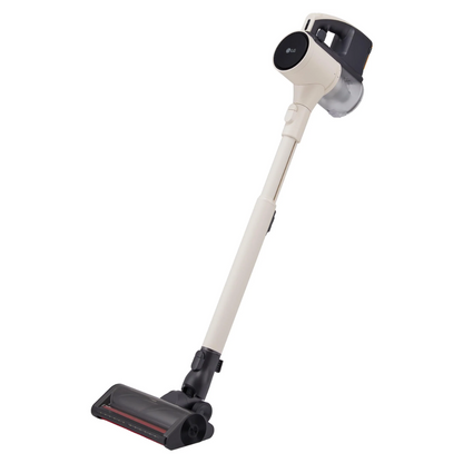 LG cordless vacuum cleaner at an angle on a white background