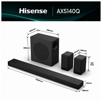 Hisense 5.1.4Ch Soundbar with Wireless Subwoofer