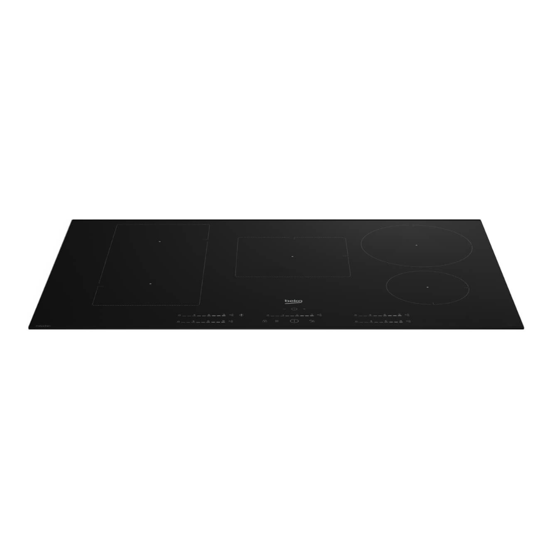 Beko 90cm 5 zone induction cooktop pictured at an angle