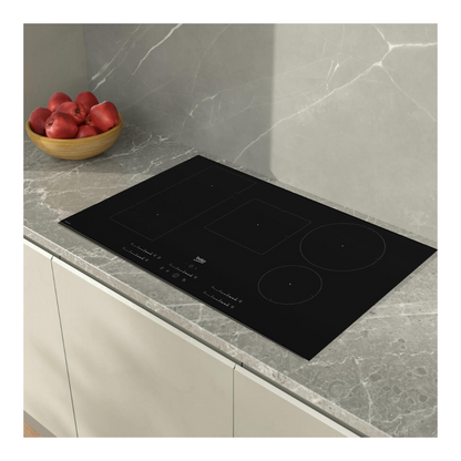 Beko 90cm 5 zone induction cooktop pictured in a modern kitchen setting