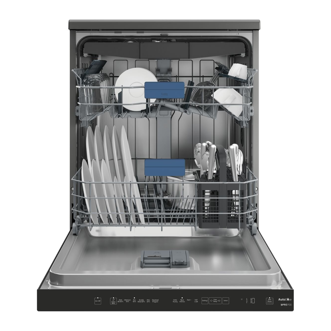 Beko 60cm 16 Place Setting Freestanding Dishwasher with Autodosing Dark Stainless
