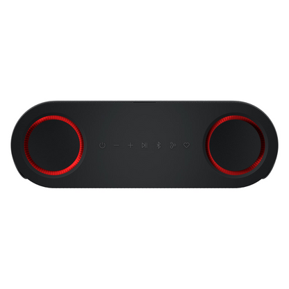 Top view of the LG Bounce xboom portable speaker showing the control buttons on a white background.