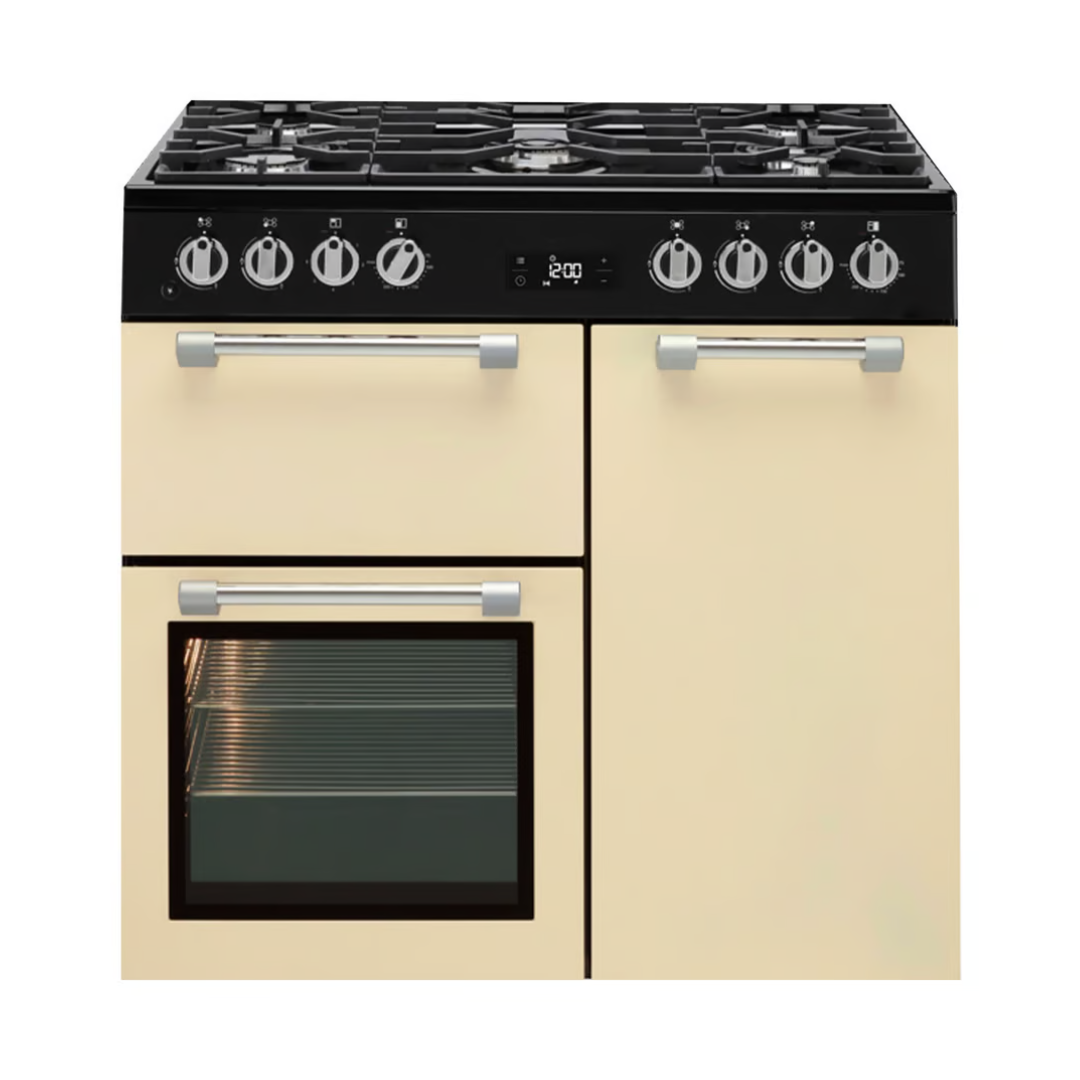 Beko 90cm Dual Fuel Multi functional freestanding oven in a cream finish