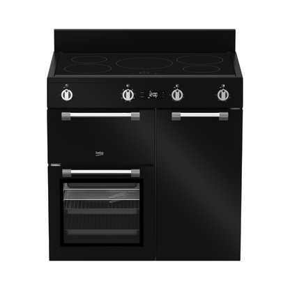 Beko 185L Multi Oven Upright Cooker in Black (Triple Cavity with Induction Cooktop)