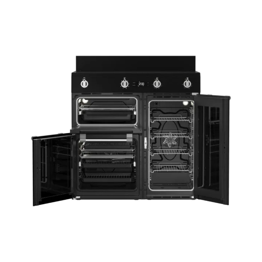 Beko 185L Multi Oven Upright Cooker in Black (Triple Cavity with Induction Cooktop)