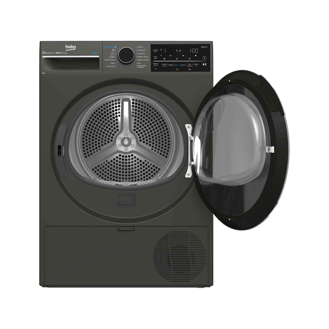 Beko 9kg Hybrid Heat Pump Tumble Dryer with Steam in Black - BDPB904HG image_2