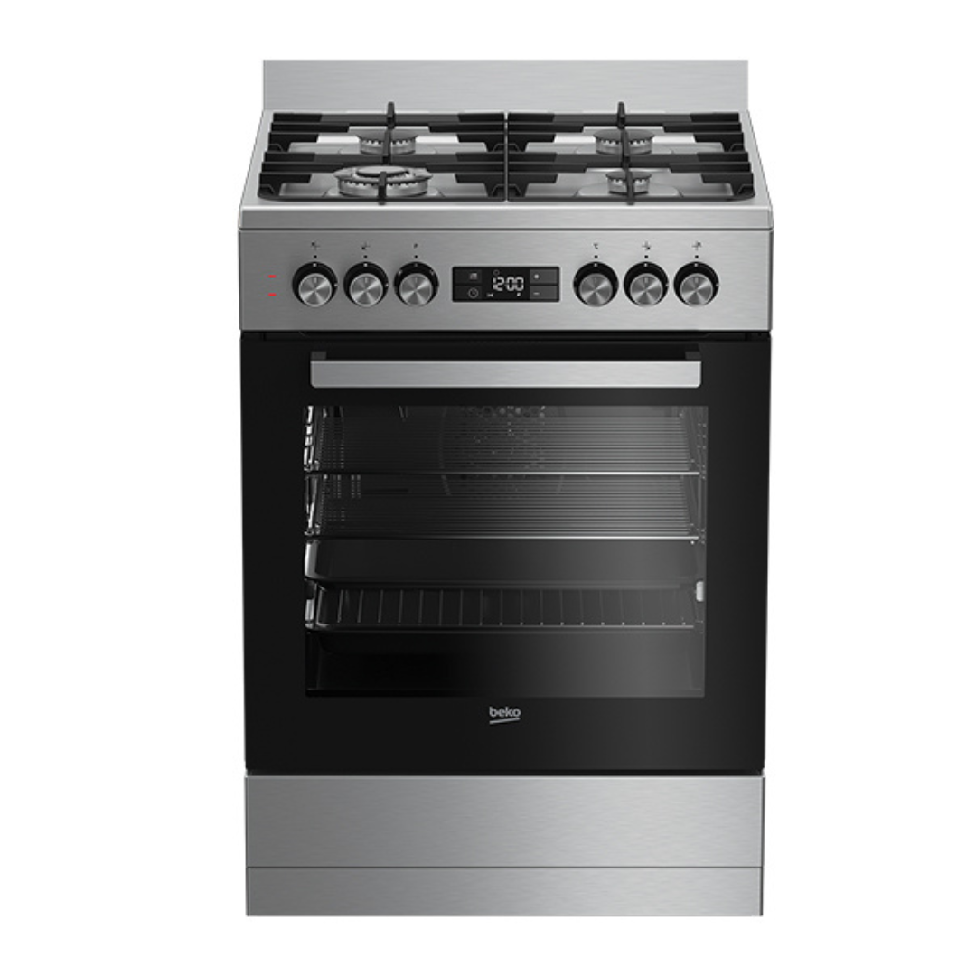 Beko 60cm Stainless Dual Fuel Upright Cooker