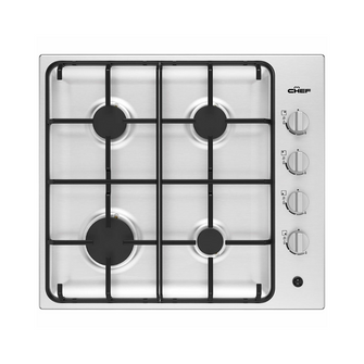Chef 60cm 4 Burner Gas Cooktop in Stainless Steel