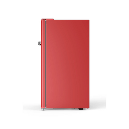 ChiQ 90L Retro Style Bar Fridge in Red side view 