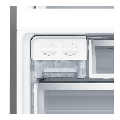 A close up view of the ice maker in the Electrolux 496L bottom mount fridge