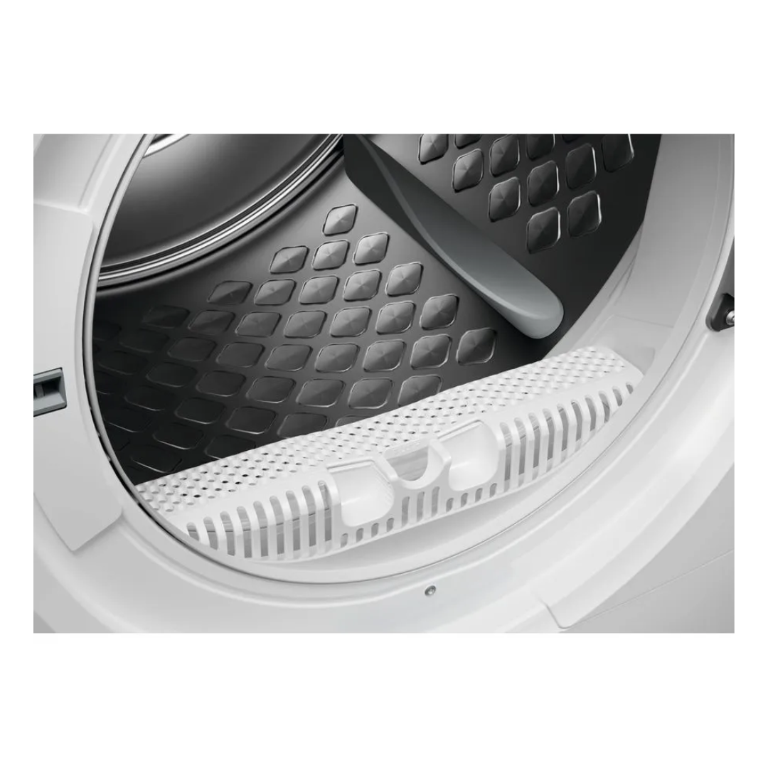 Close-up of an Electrolux dryer drum with textured interior