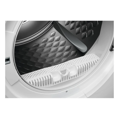 Close-up of an Electrolux dryer drum with textured interior