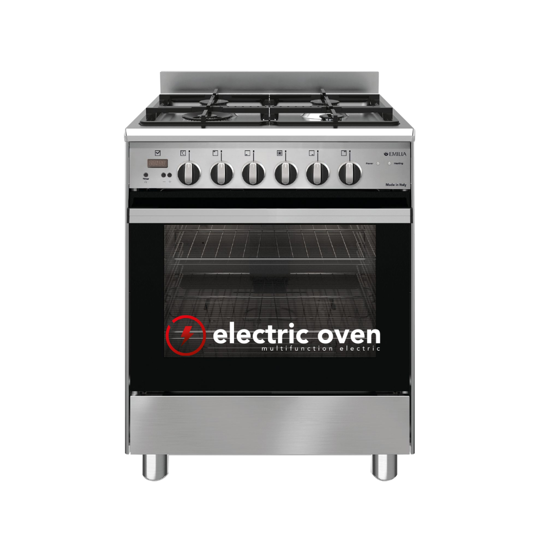 Emilia 60cm Stainless Steel Duel Fuel Cooker with Electric Oven