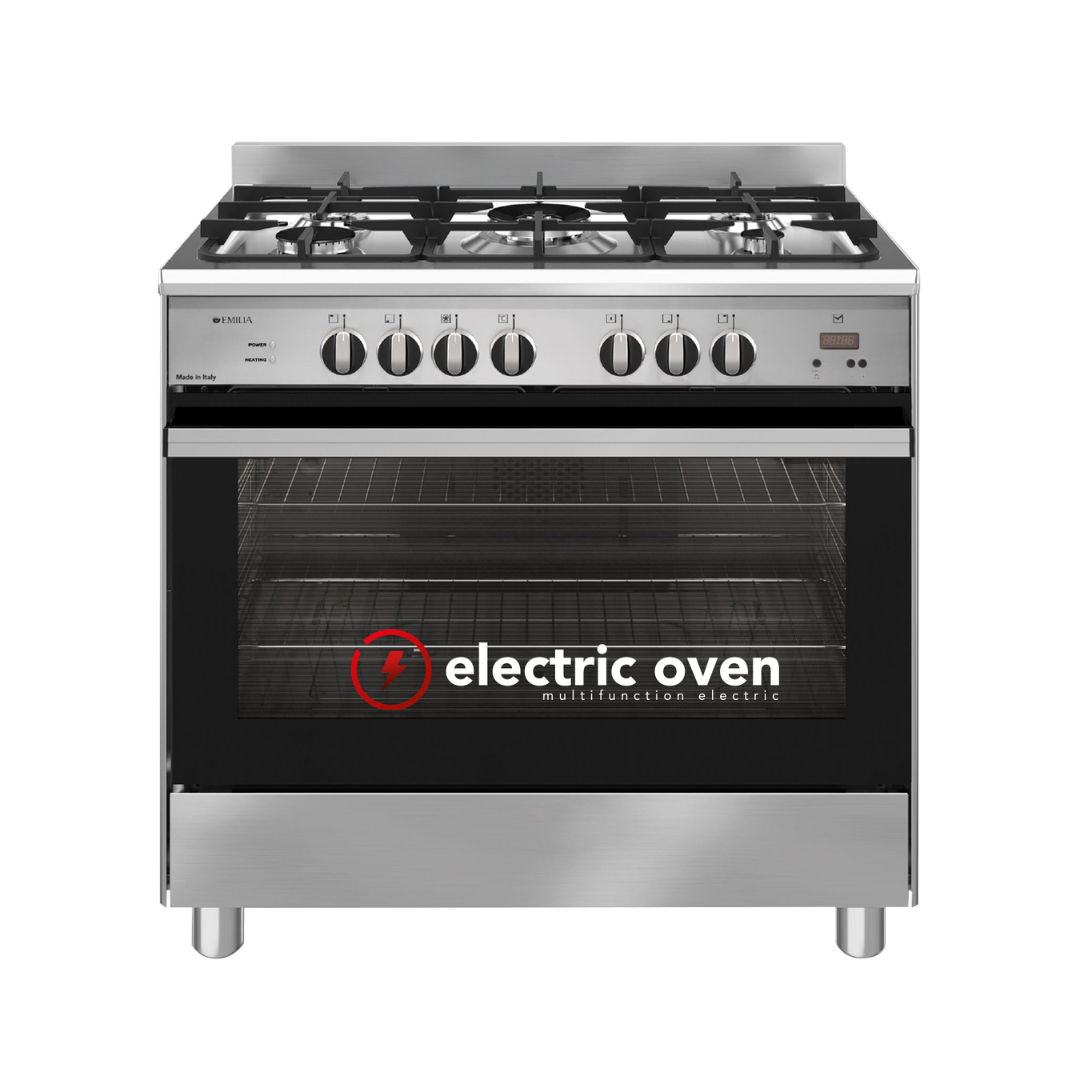 Emilia 90cm Dual Fuel Cooker Upright Cooker with Electric Oven