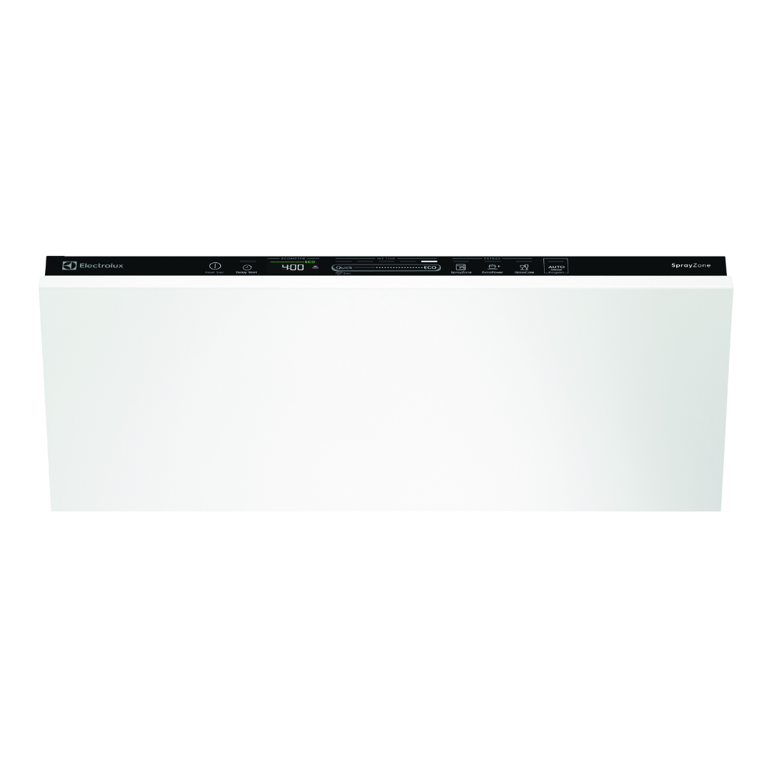 Close up view of the Electrolux 60cm fully integrated dishwasher touch control panel. 