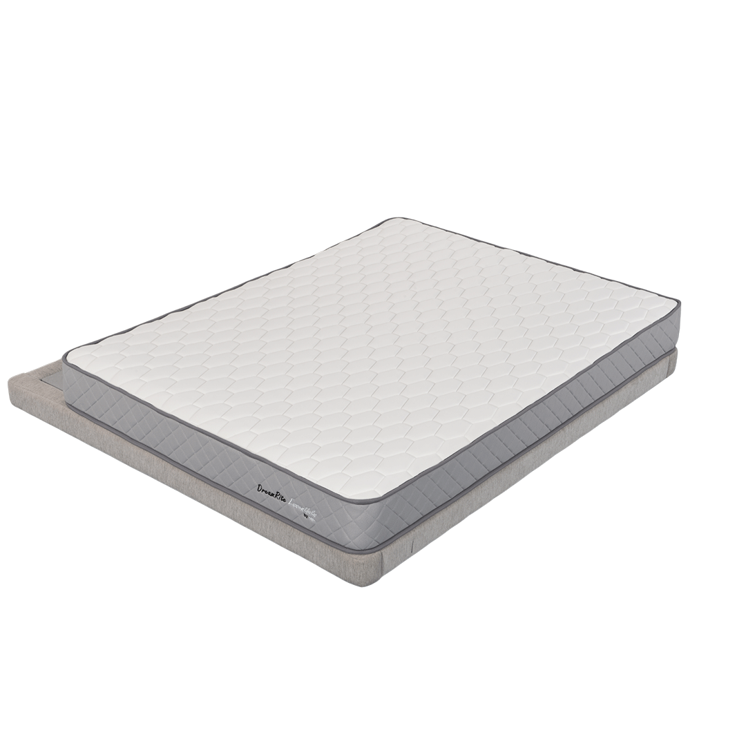 DreamRIte Grey and white mattress on a white background