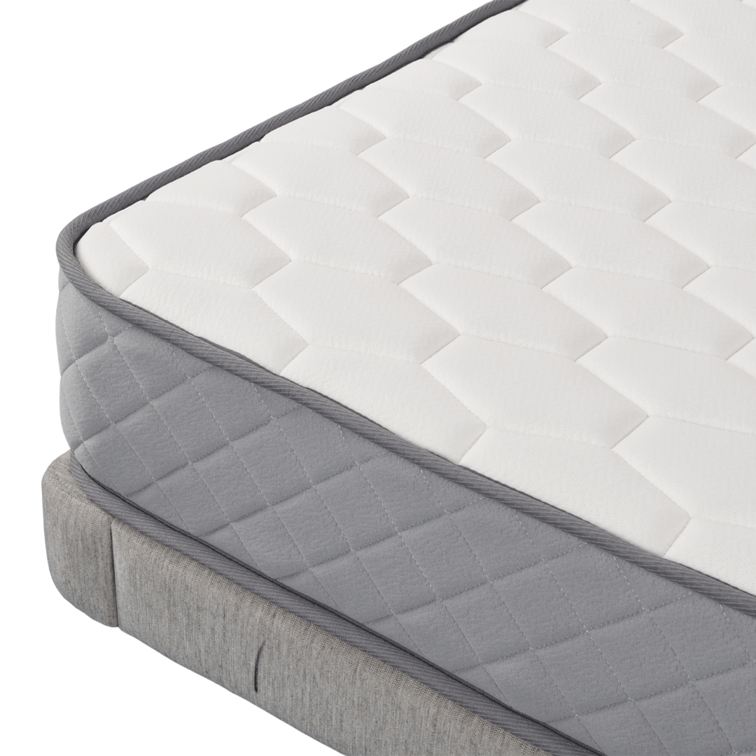 DreamRite grey and white mattress with quilted pattern on a white background