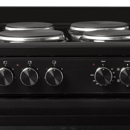 Euromaid 54cm Freestanding Electric Oven With Solid Cooktop in Black - EFS54FCSEB image_4