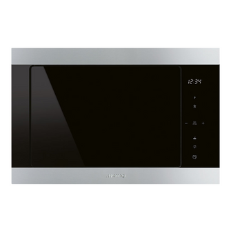 Smeg Stainless steel built-in microwave oven with digital display on a white background