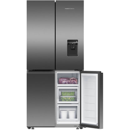 Fisher & Paykel 498L Freestanding Quad Door Refrigerator Freezer with Ice and Water in Black - RF500QNUB1 image_4