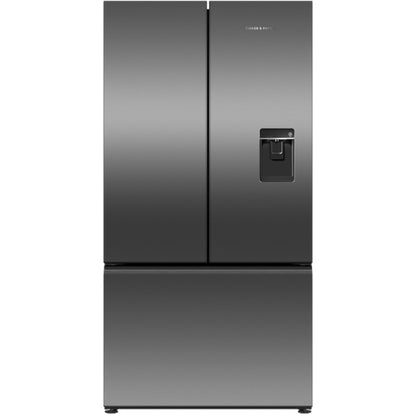 Fisher & Paykel 90cm Freestanding 569L French Door Refrigerator Freezer with Ice and Water in Black - RF610ANUB5 image_1