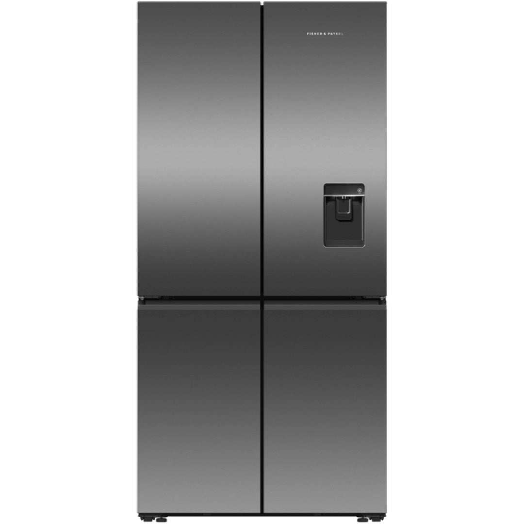 Fisher & Paykel Black Stainless Steel Quad Door Fridges 690L, Ice and Water - RF730QNUVB1 image_1