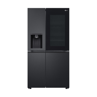 LG 635L Side by Side Fridge in a matte black finish 
